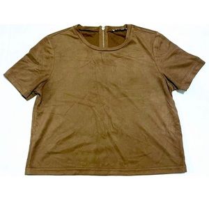 ZARA TRAFALUC Faux-Suede Crop Top